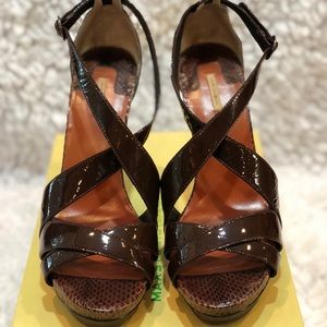 Platform Patent Sandals